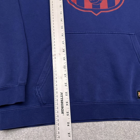 Nike F.C. Barcelona Fleece Pullover Hoodie Men's Large Blue Graphic FCB Football - Picture 7 of 9
